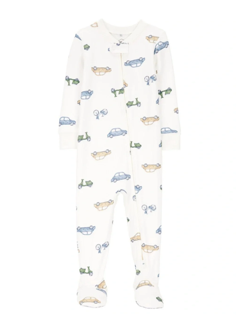 Carter’s Cream Baby Footed Zipper Onesie with Car & Bike Print size 24M